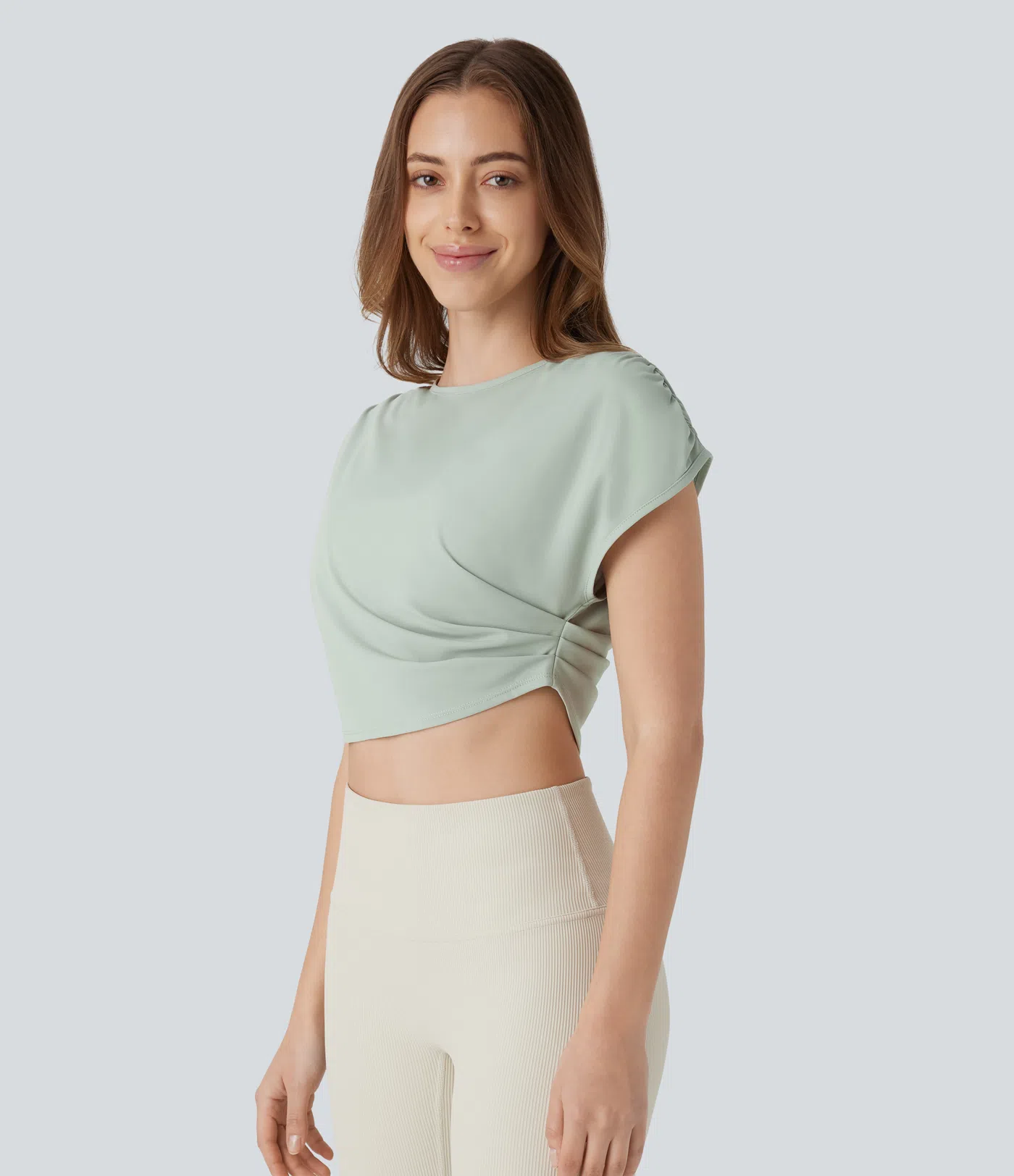 Gerafftes, kurzes Lauf-Tanktop