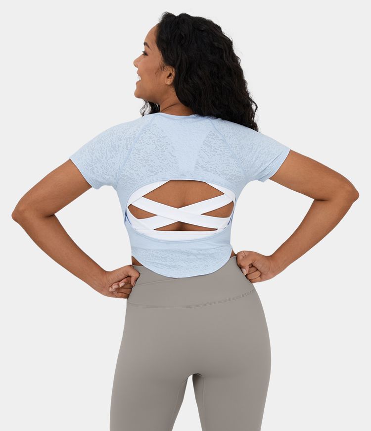 Ruched Curved Hem Yoga Sports Top