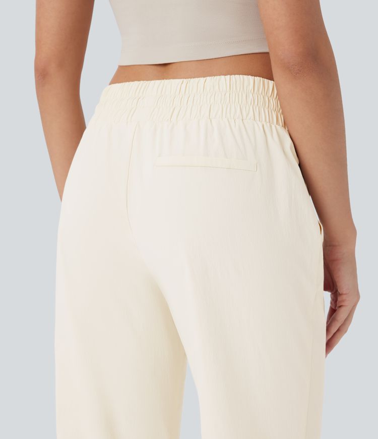 Wear-Resistant Mid Rise Pocket Straight Leg Casual Pants