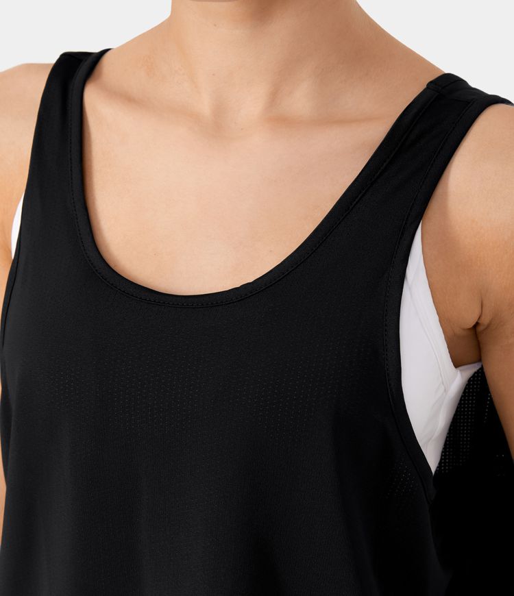Everyday Round Neck Split Tie Back Tank Top