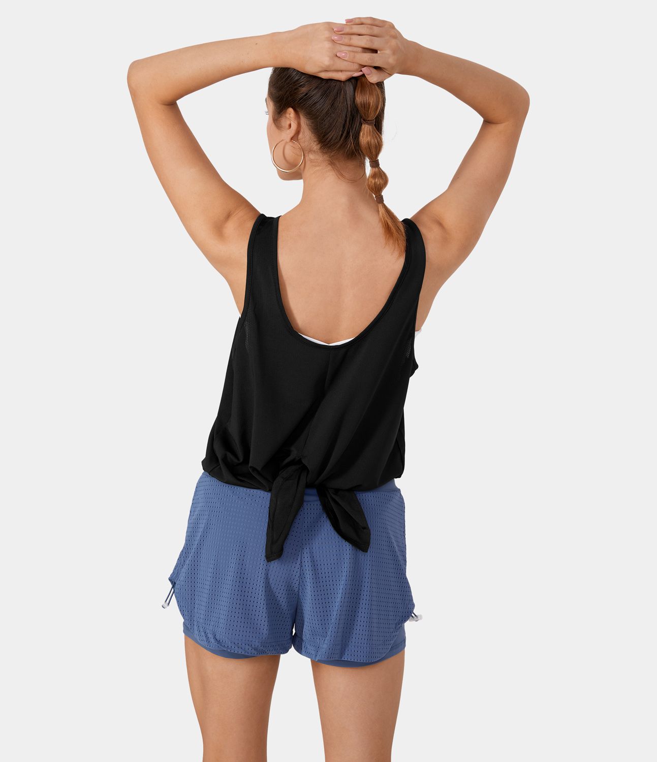 Everyday Round Neck Split Tie Back Tank Top