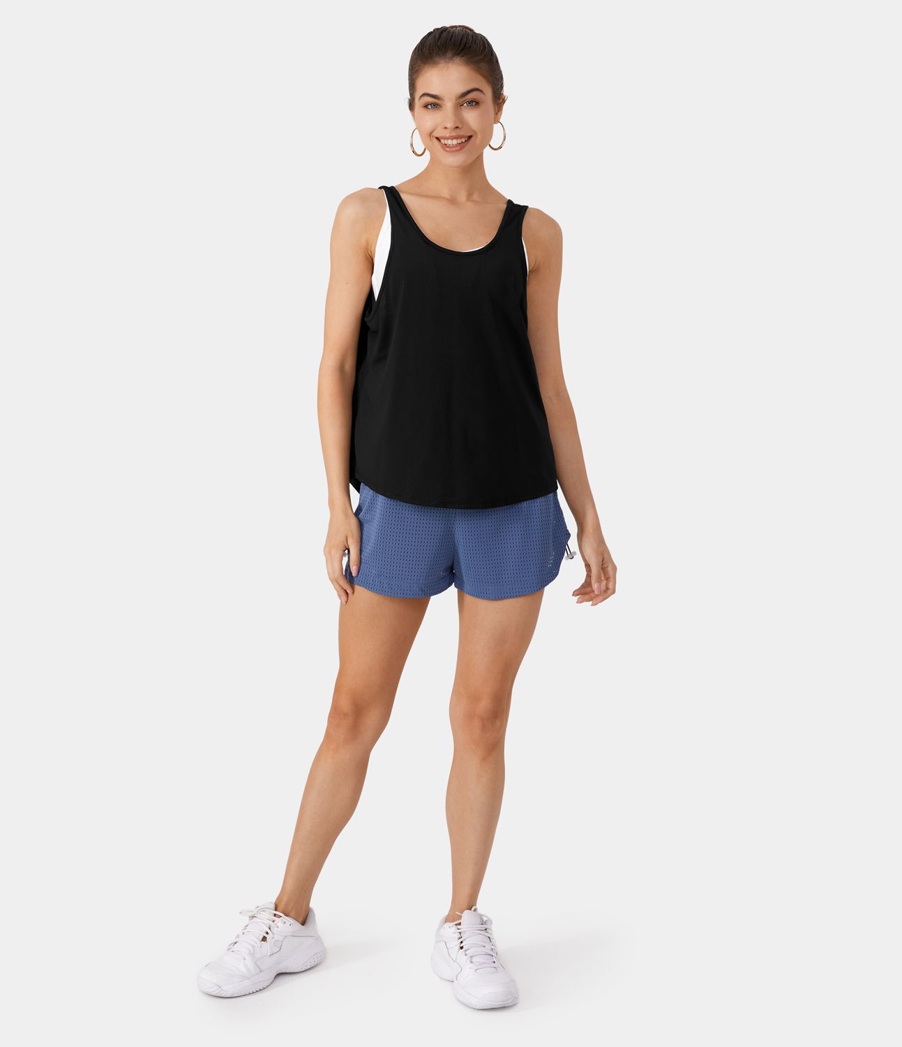 Everyday Round Neck Split Tie Back Tank Top