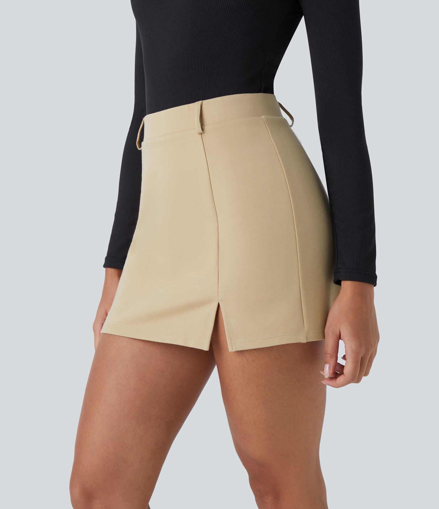 Minifalda oficina dividida 2 en 1 tiro alto