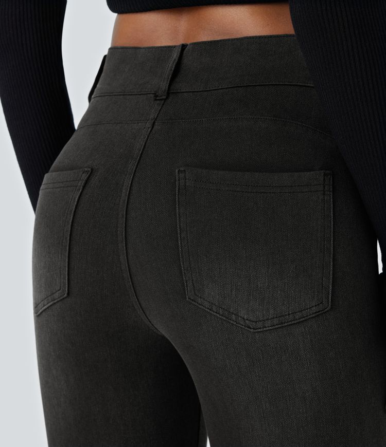 Halara Flex™ High Waist Multi Pocket 7/8 Stretch Knit Denim Casual Biker Leggings