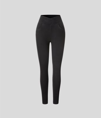 Halara Flex™ Leggings mezclilla elástica polar cintura cruzada tiro alto 7/8