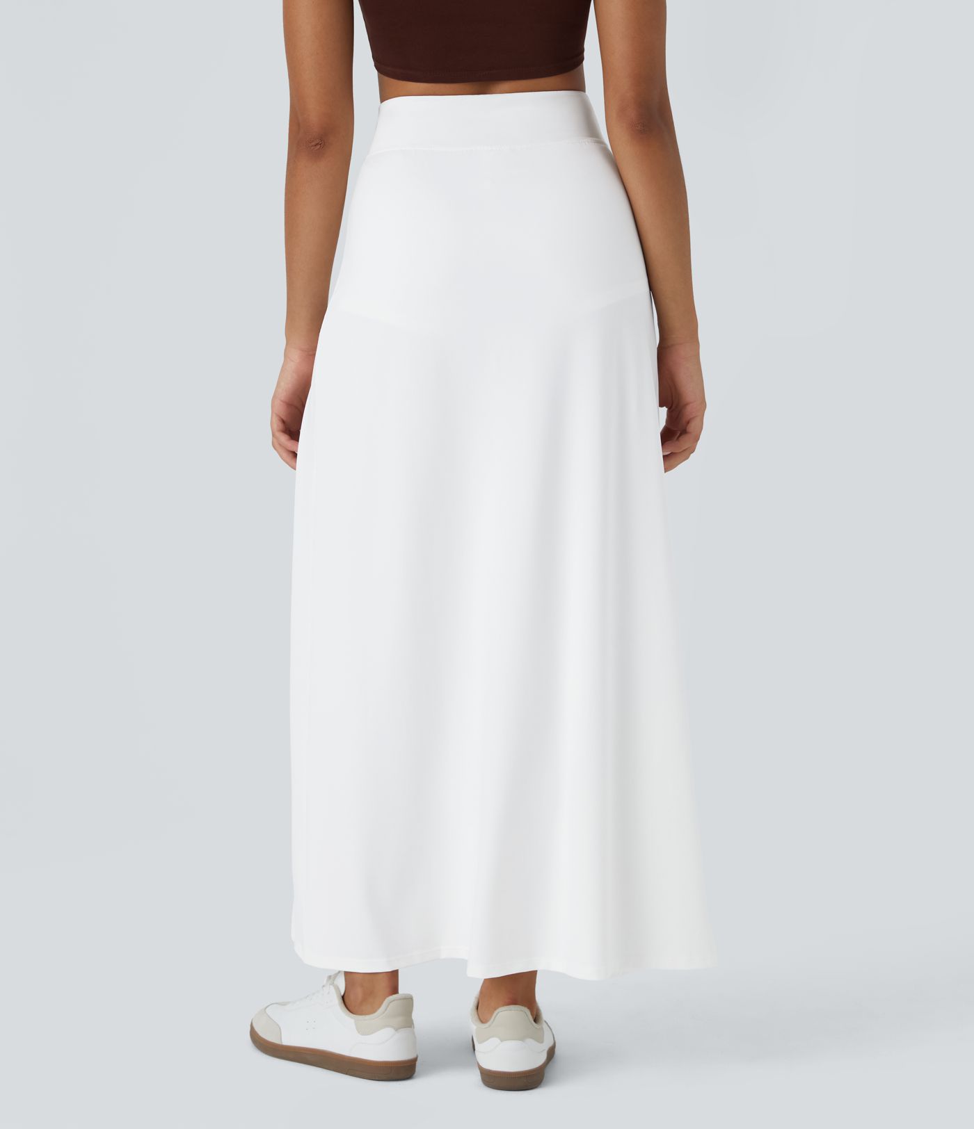High Waisted Decorative Buckle 2-in-1 Maxi Casual Skirt