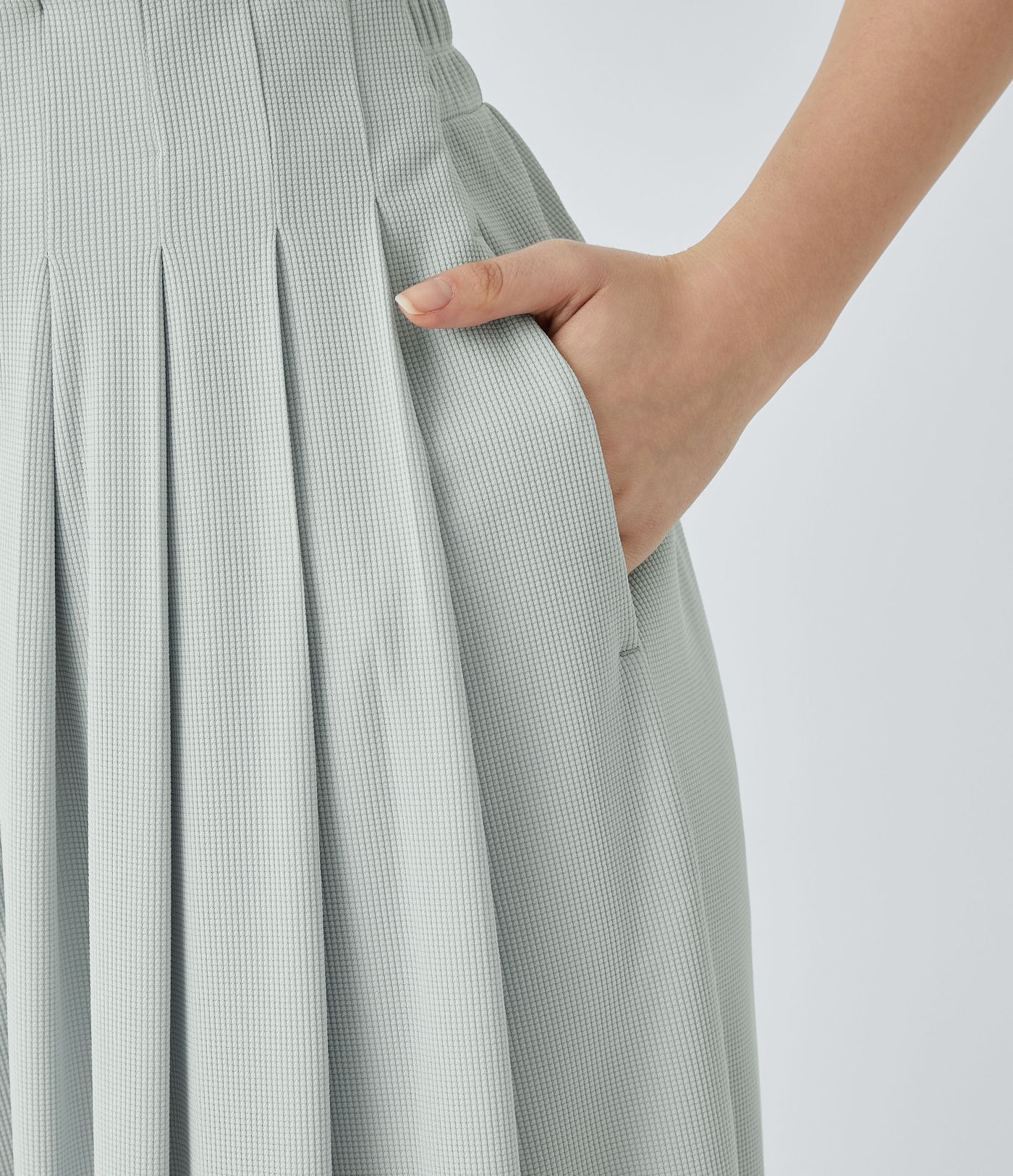 Pantalon décontracté palazzo en maille gaufrée, fluide, large, plissé, taille haute, avec poches