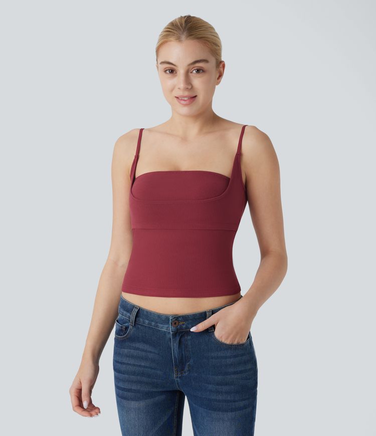 Top ajustado 2 en 1 acanalado