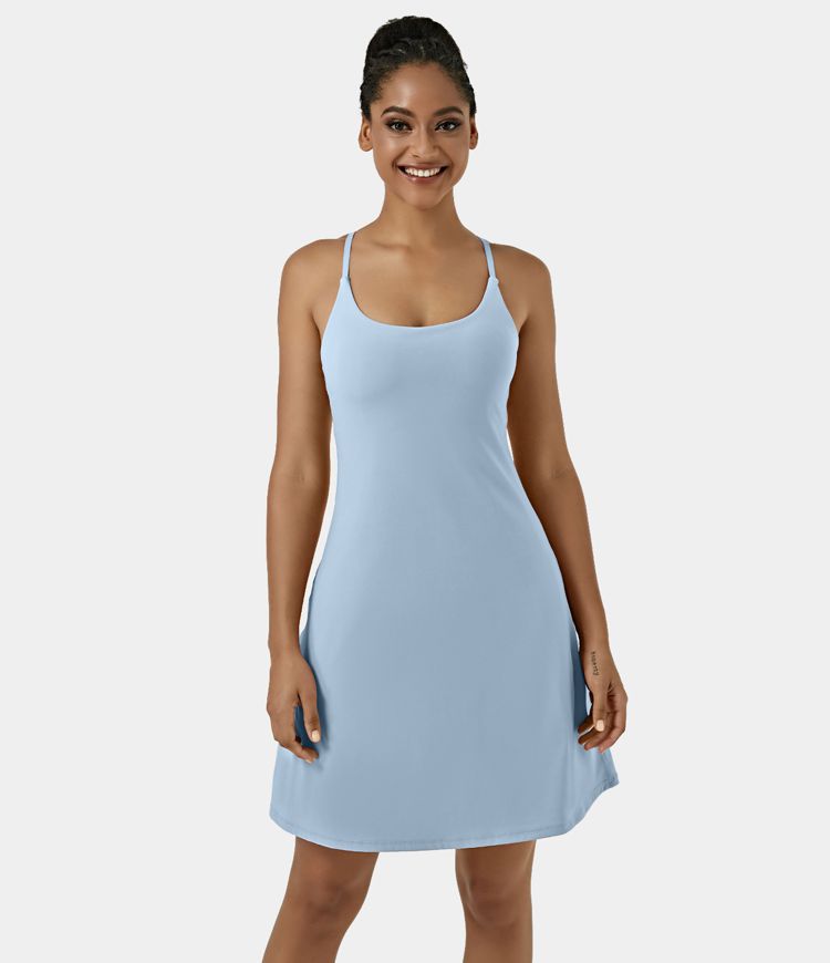 Softlyzero™ Airy Backless Cut Out Adjustable Strap 2-in-1 Pocket  Longer Active Dress-UPF50+