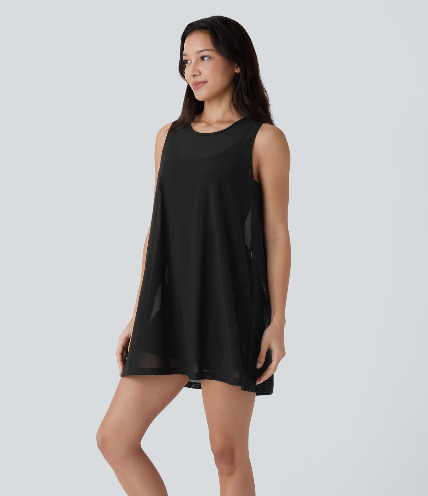 Sleeveless Pocket Mini 2-piece Set Mesh Yoga Active Dress-Easy Peezy