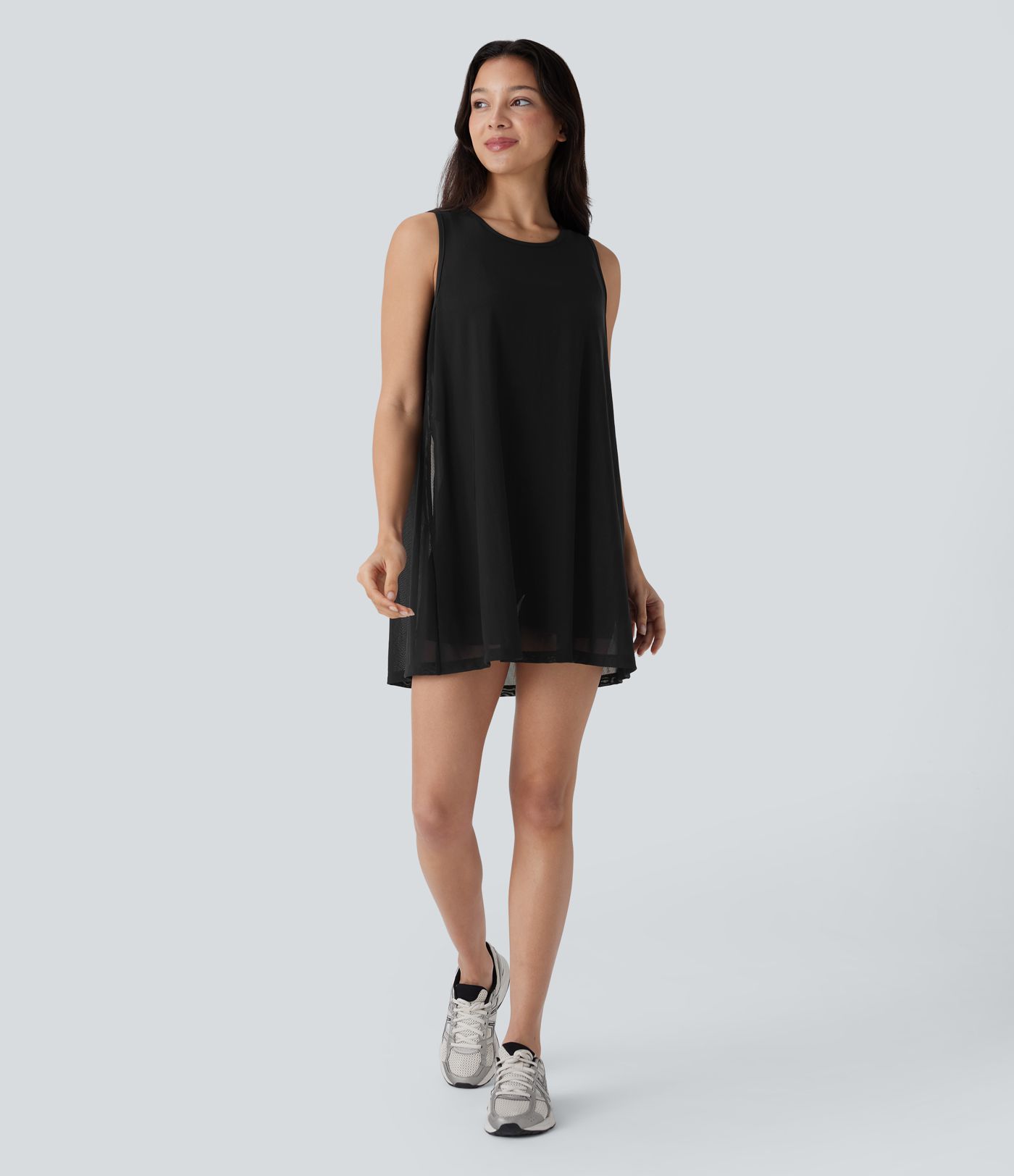 Sleeveless Pocket Mini 2-piece Set Mesh Yoga Active Dress-Easy Peezy