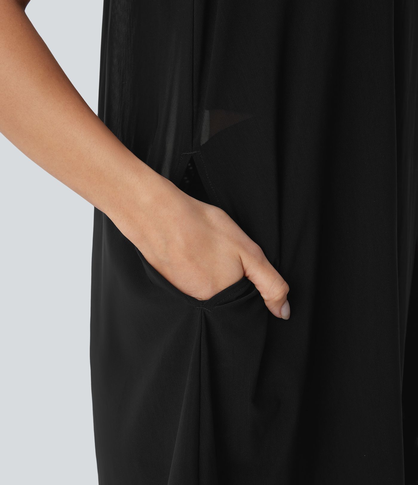 Sleeveless Pocket Mini 2-piece Set Mesh Yoga Active Dress-Easy Peezy