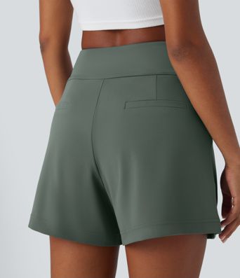 DayStretch High Waisted Pocket Wide Leg Work Shorts
