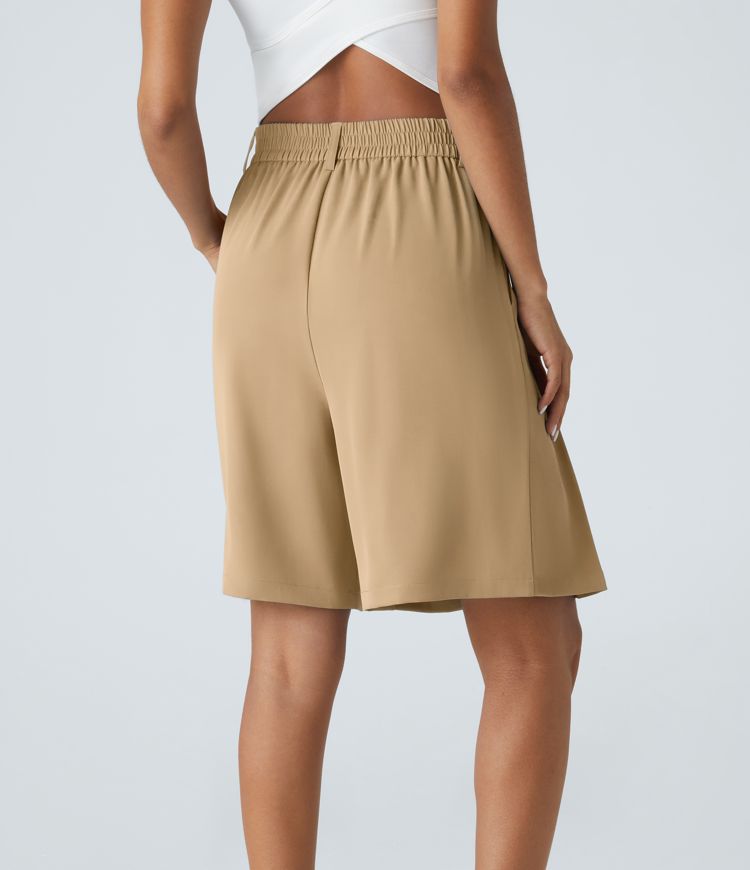 Short Casual Bermuda à Taille Haute Poches Latérales