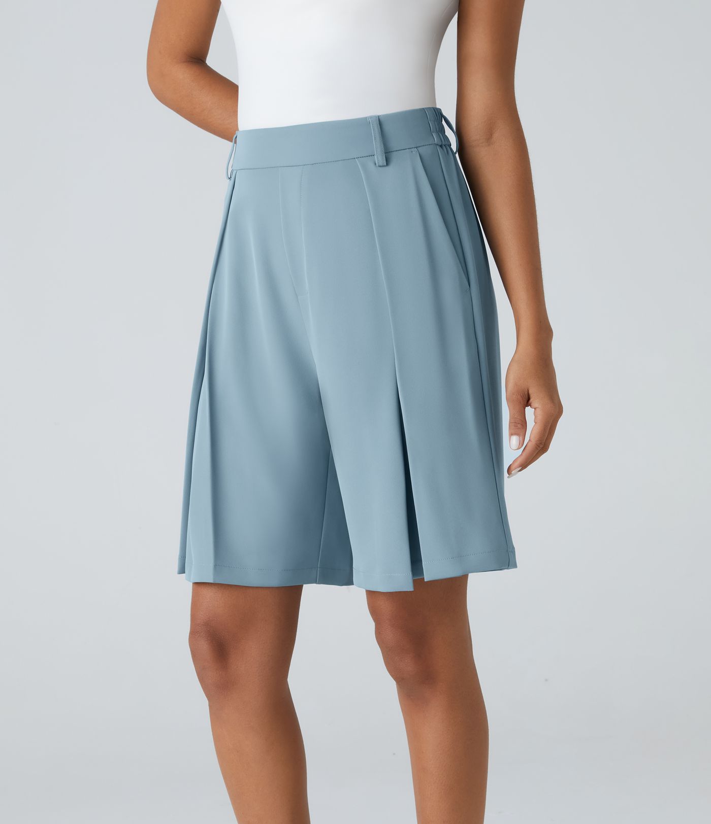 Short Casual Bermuda à Taille Haute Poches Latérales