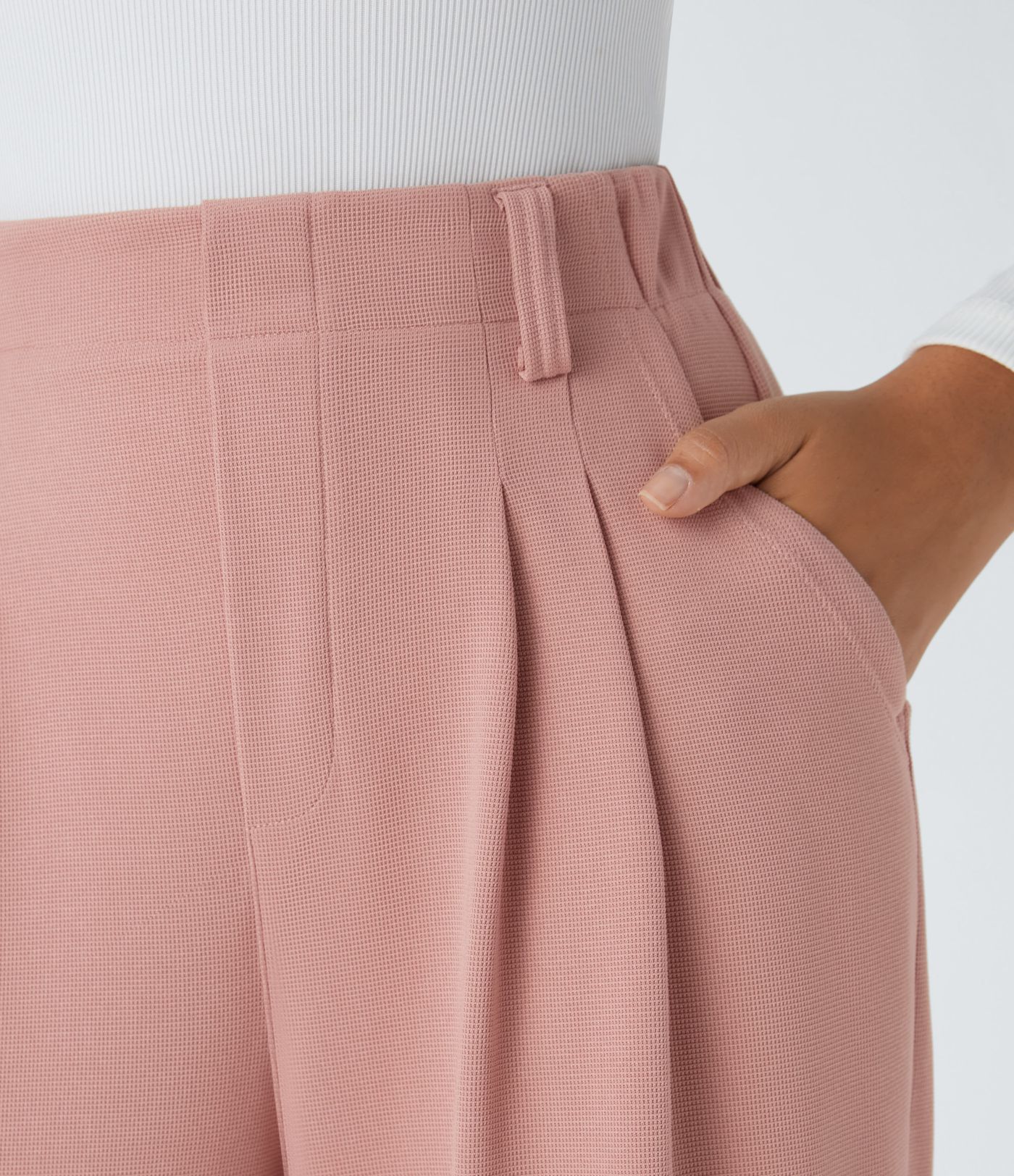 Halara Flex™ Vysoké Nohavice so Vreckami a Širokými Nohavicami z Vafľovej Látky