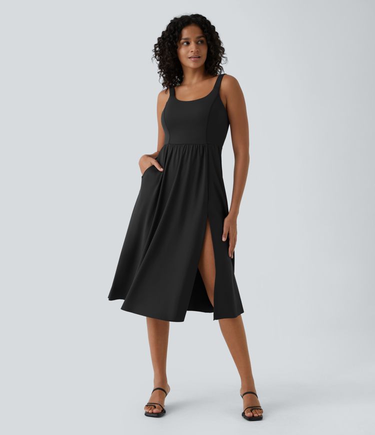 Padded Midi Casual Dress