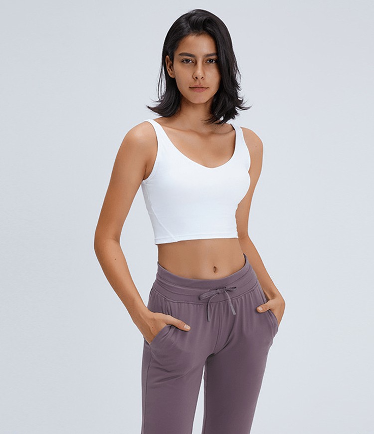 Top Corto de Yoga con Cuello en V Acolchado para Copas A-C