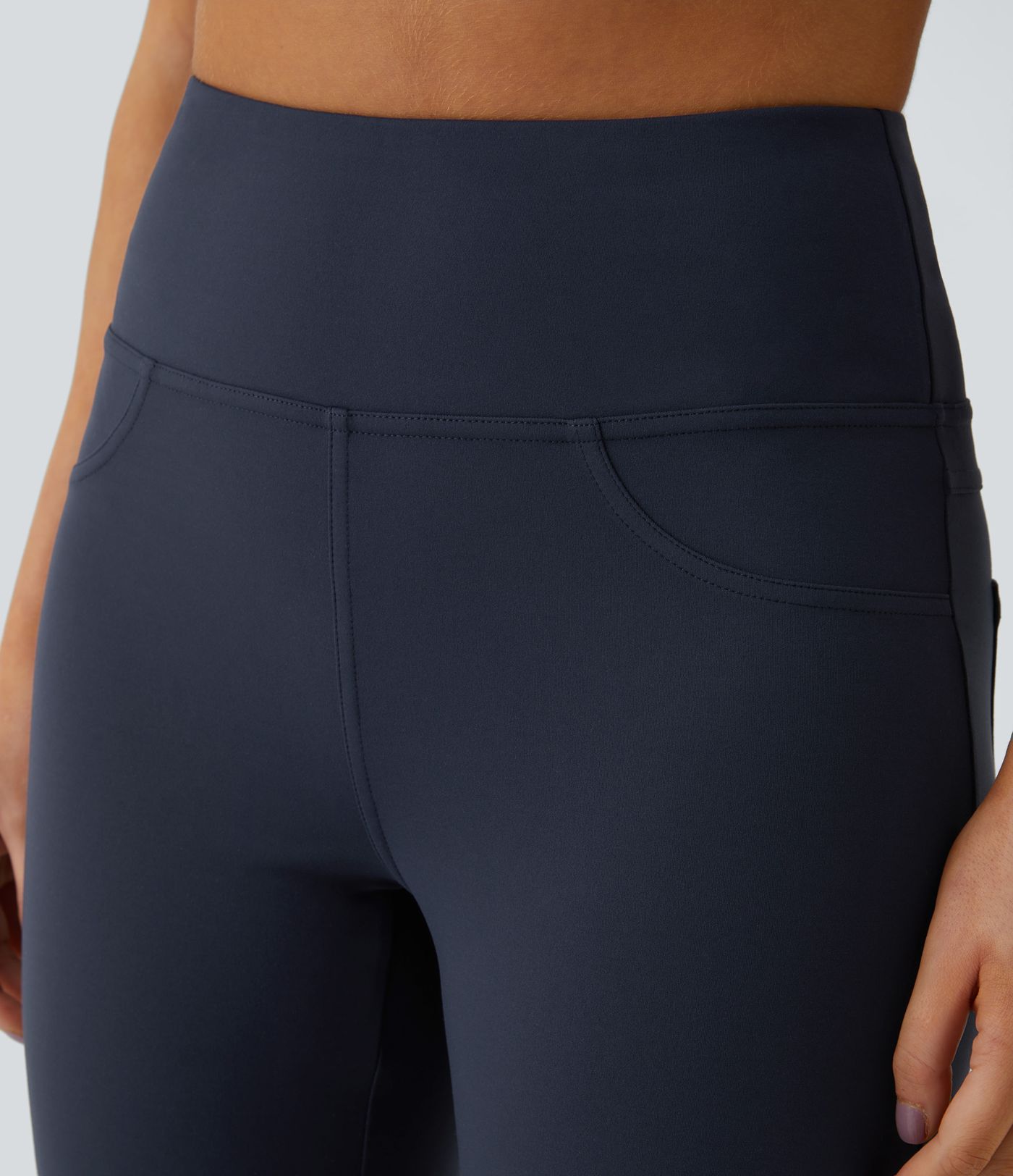 High Waisted Pocket Capri Flare Yoga Leggings