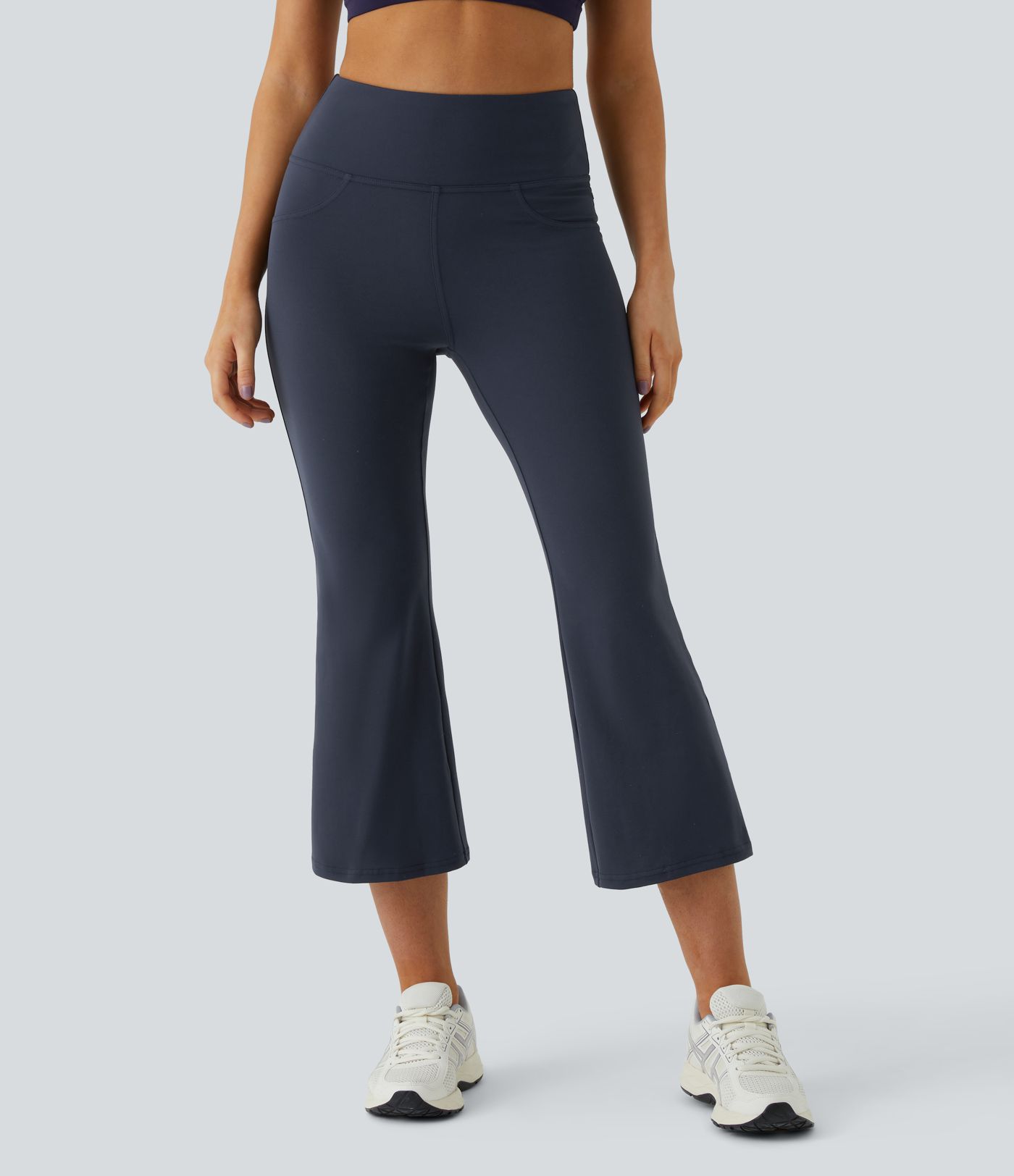 High Waisted Pocket Capri Flare Yoga Leggings