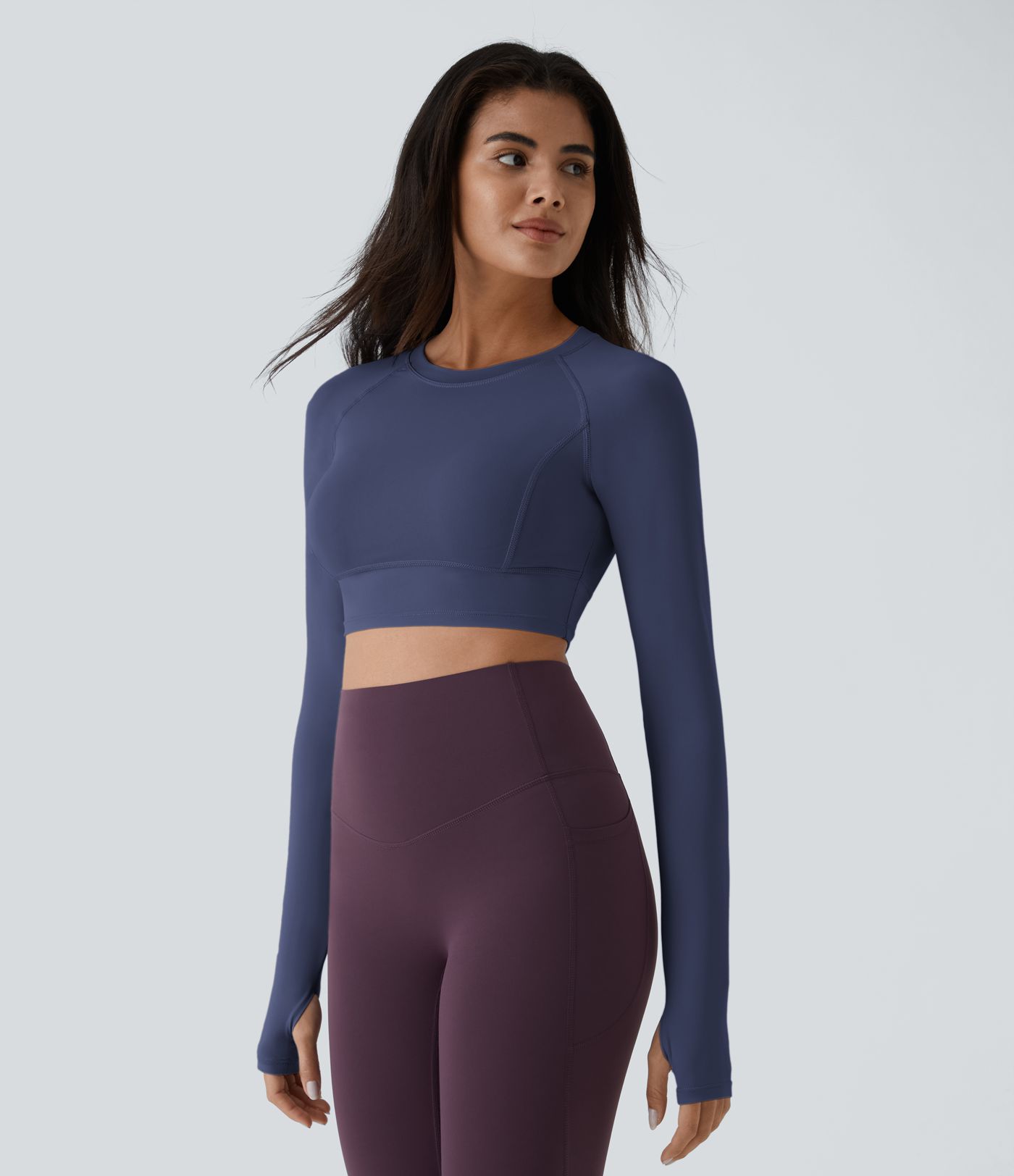 Top Sport Yoga Uni à Trou pour le Pouce Coupe Courte