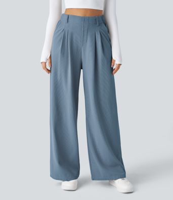 Halara Flex™ High Waisted Pocket Wide Leg Waffle Work Pants