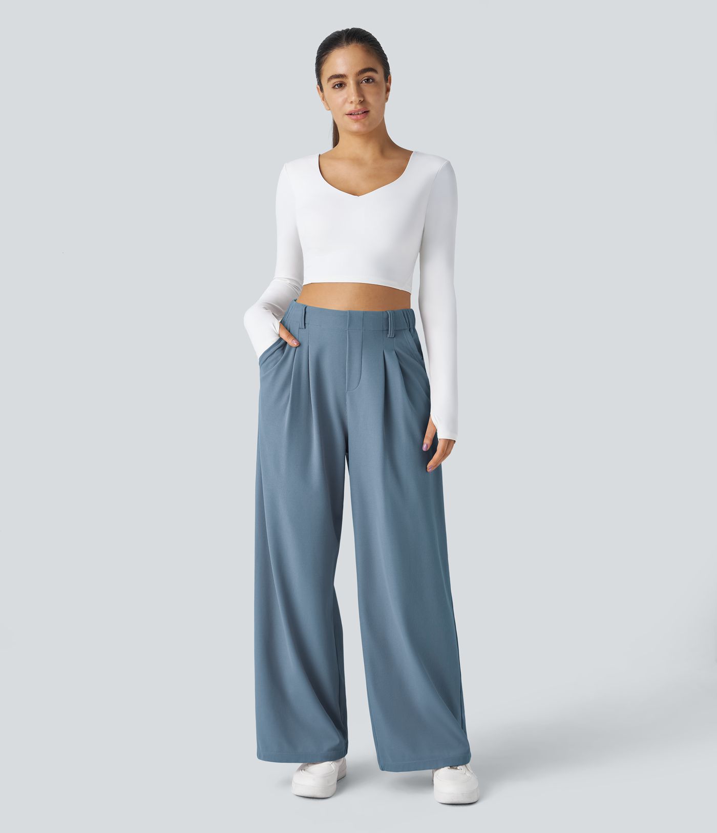 Halara Flex™ High Waisted Pocket Wide Leg Waffle Work Pants