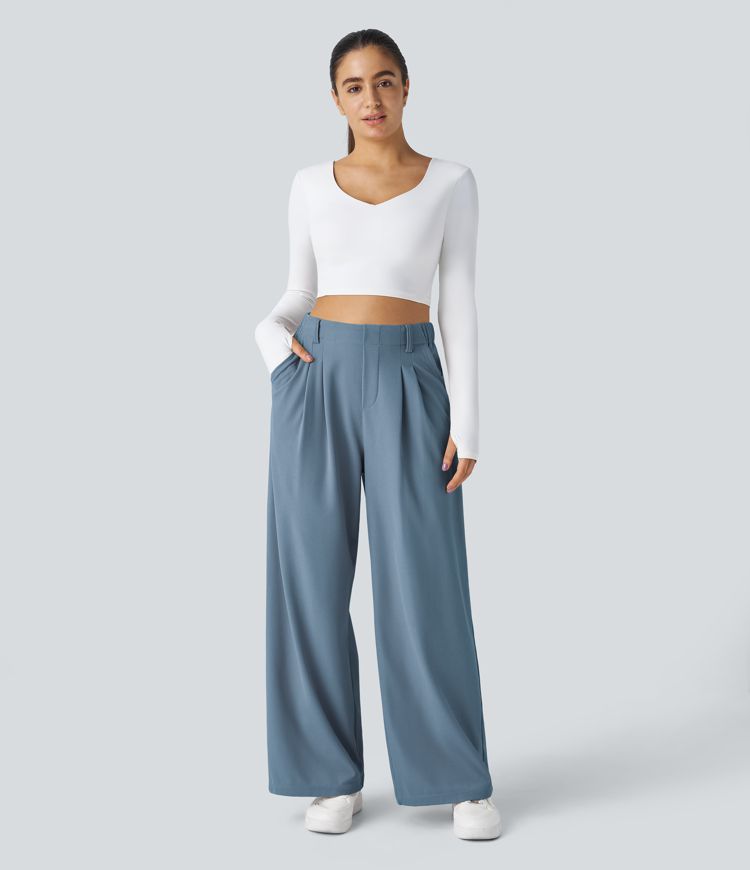 Halara Flex™ High Waisted Pocket Wide Leg Waffle Work Pants