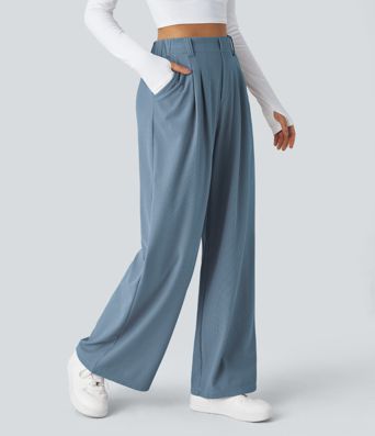 Halara Flex™ High Waisted Pocket Wide Leg Waffle Work Pants