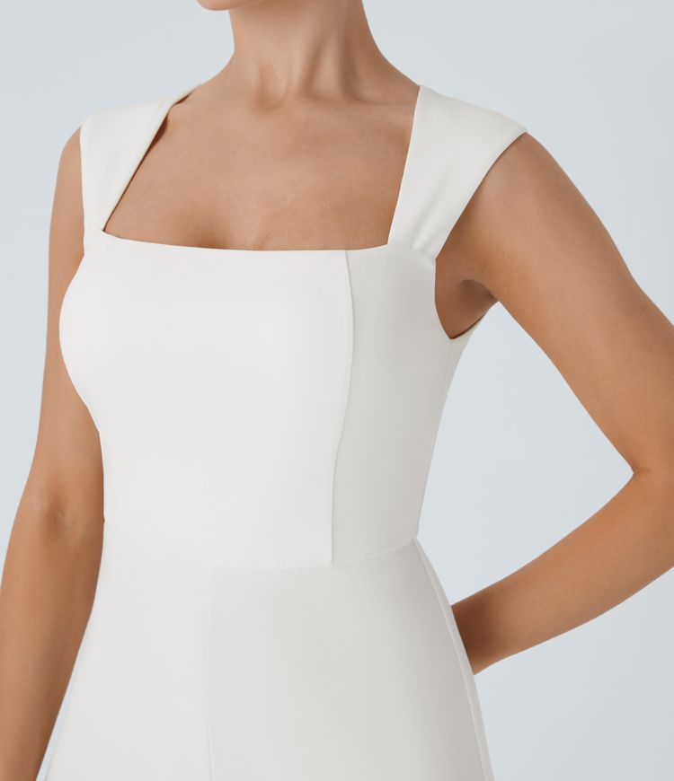 Square Neck Sleeveless Bridesmaid and Wedding Guest Jumpsuit