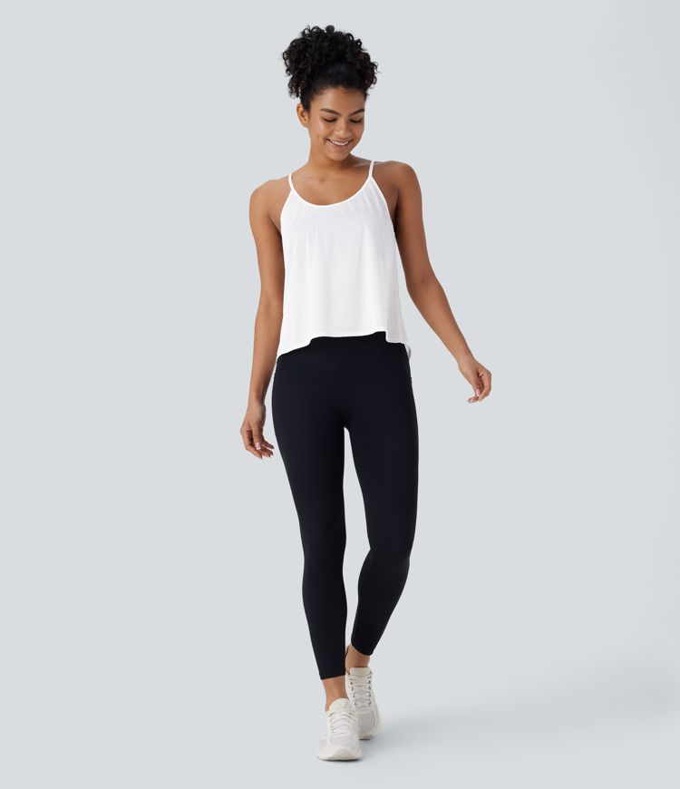 Top yoga secado rápido dobladillo dividido sin espalda entrecruzada