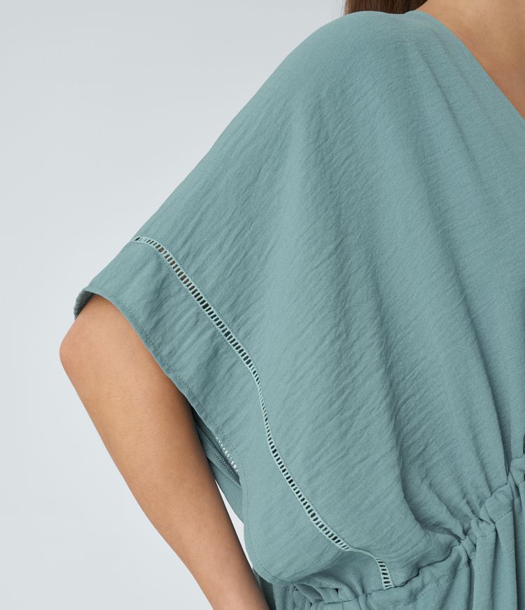 Bañador kimono fleco cordón delantero largo abertura tacto lino