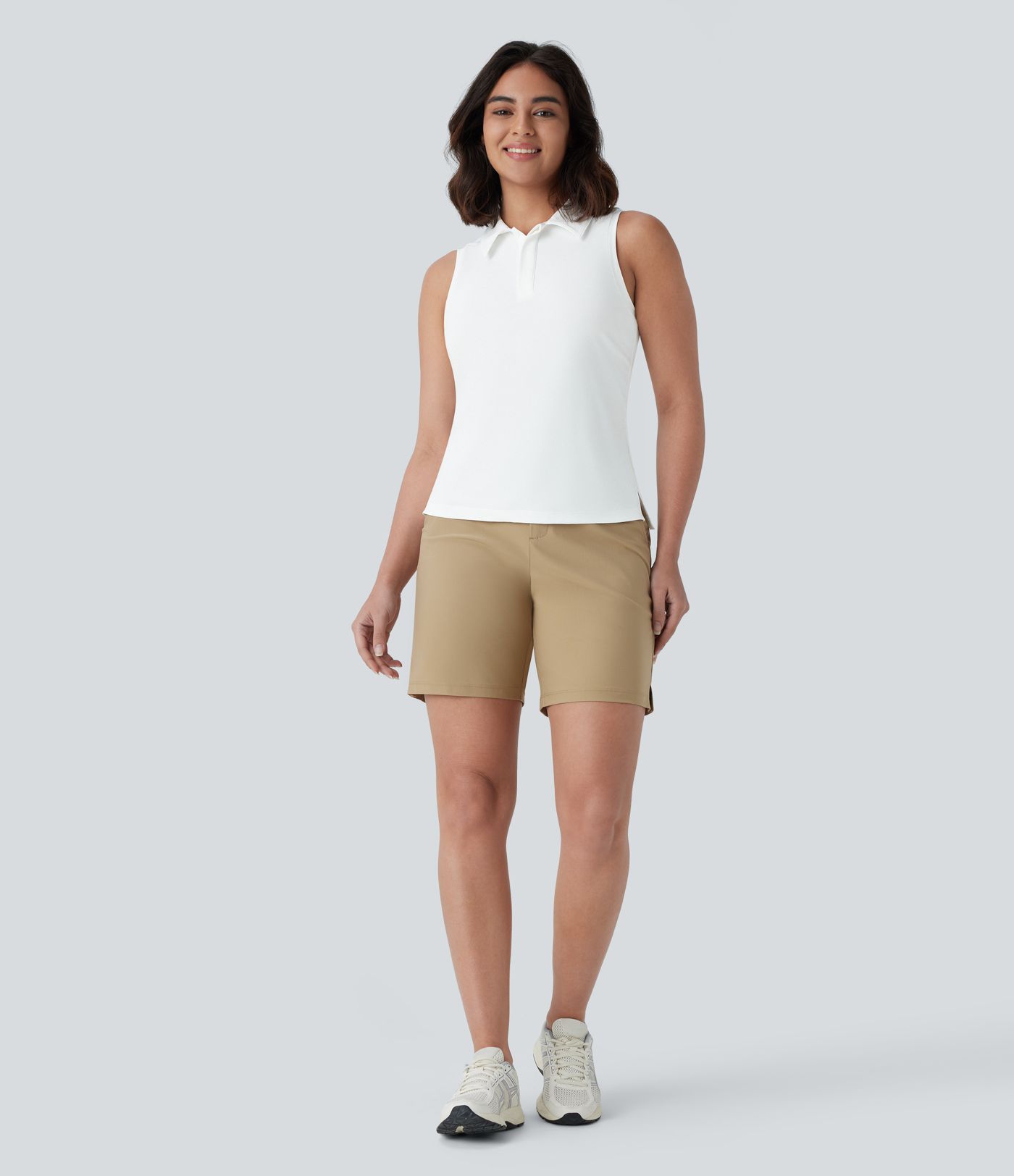 Lightweight Polo Neck Split Hem Golf Tank Vest Top