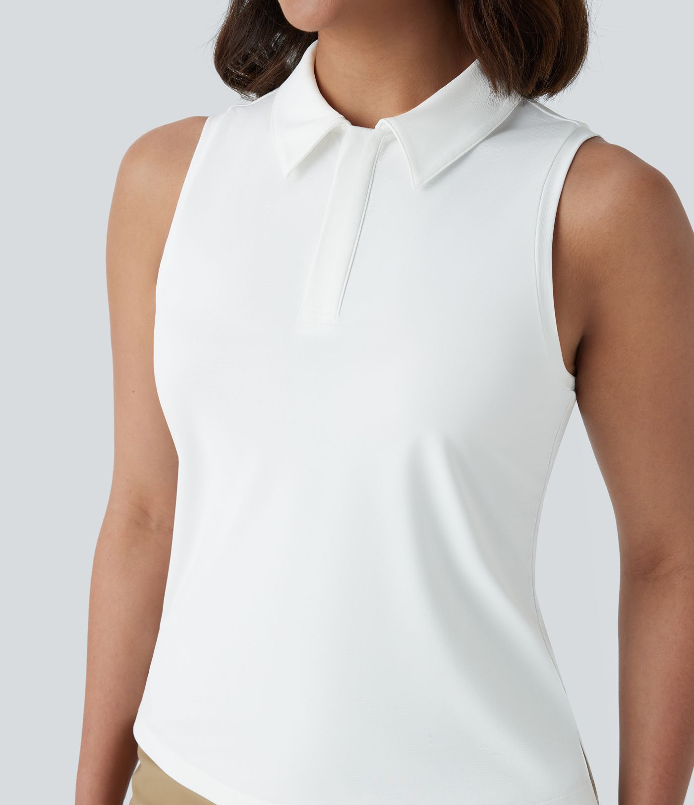 Lightweight Polo Neck Split Hem Golf Tank Vest Top