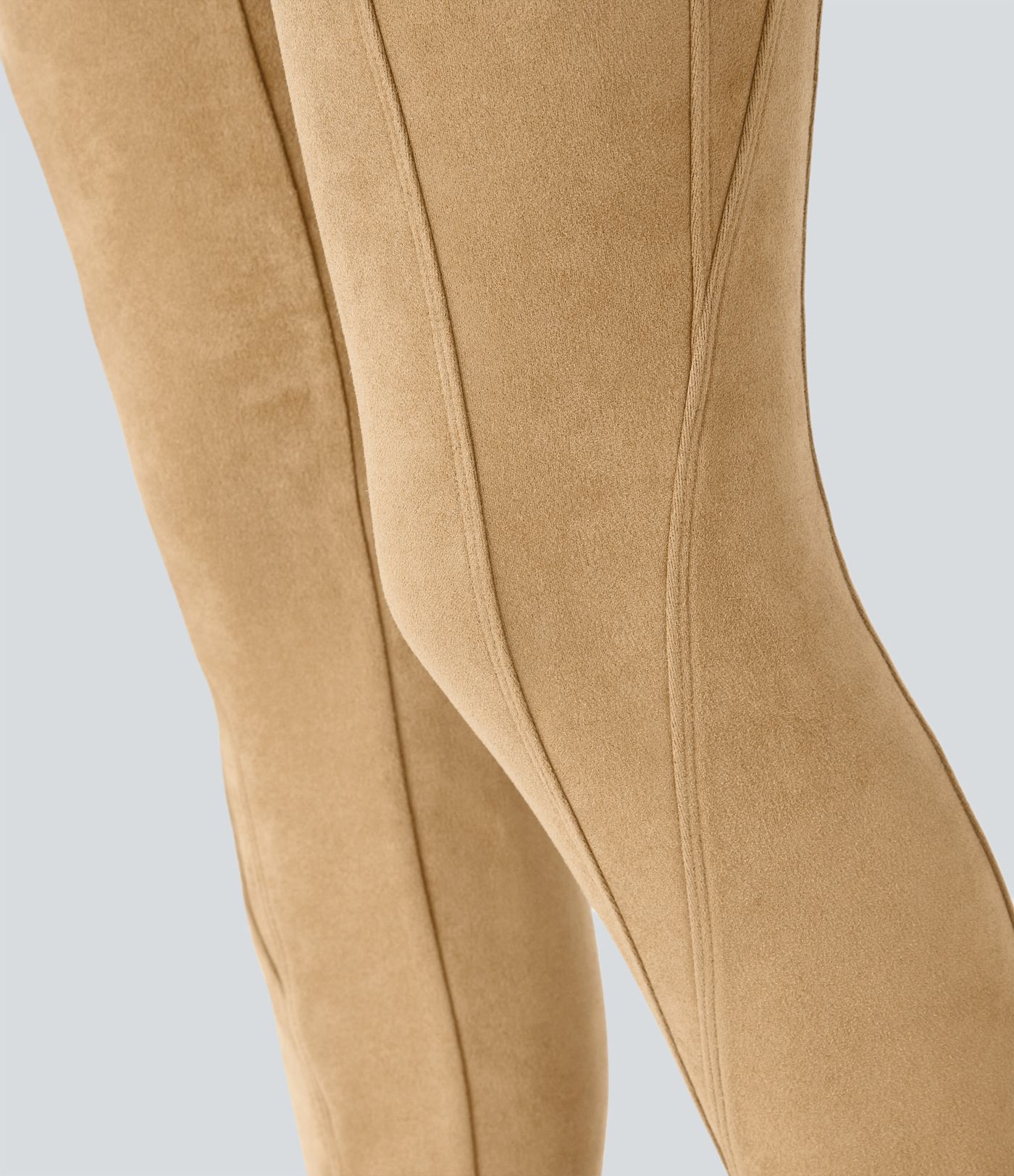 Legging décontracté en suédine taille haute, gainant, avec poches latérales