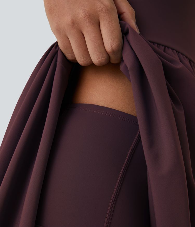 Breezeful™ Rückenfreies, lässiges, 2-teiliges Flowy-Midikleid mit Seitentaschen und asymmetrischem Crossover-Saum, schnell trocknend