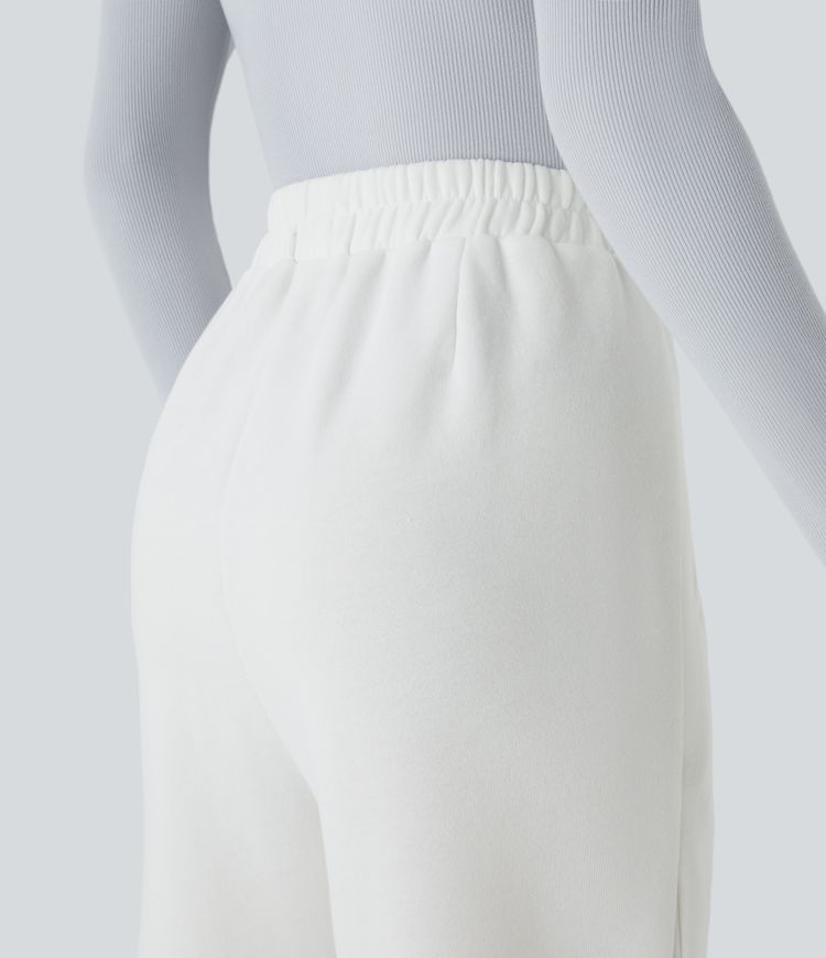 Jogging en polaire taille haute avec poches latérales