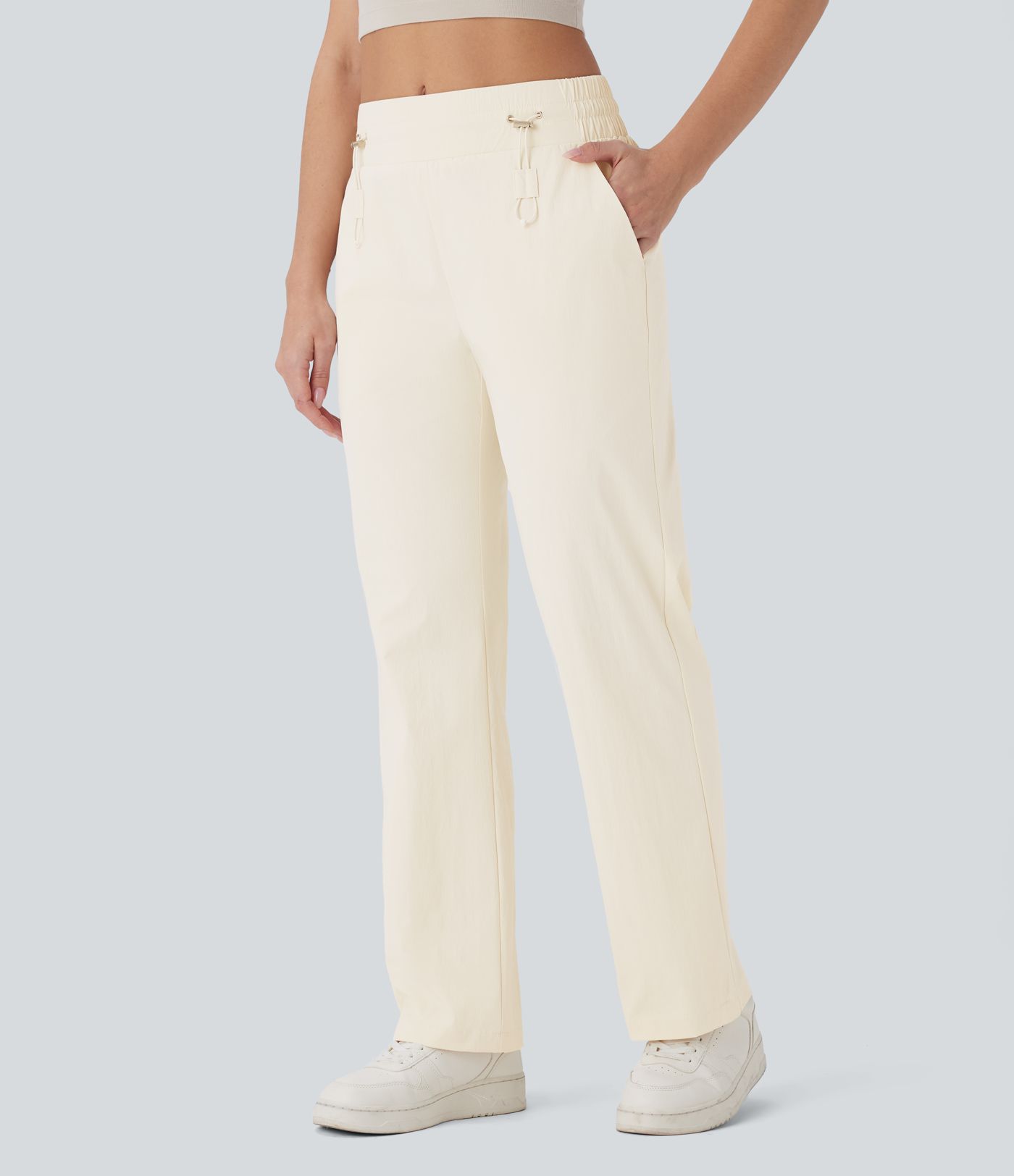 Wear-Resistant Mid Rise Pocket Straight Leg Casual Pants