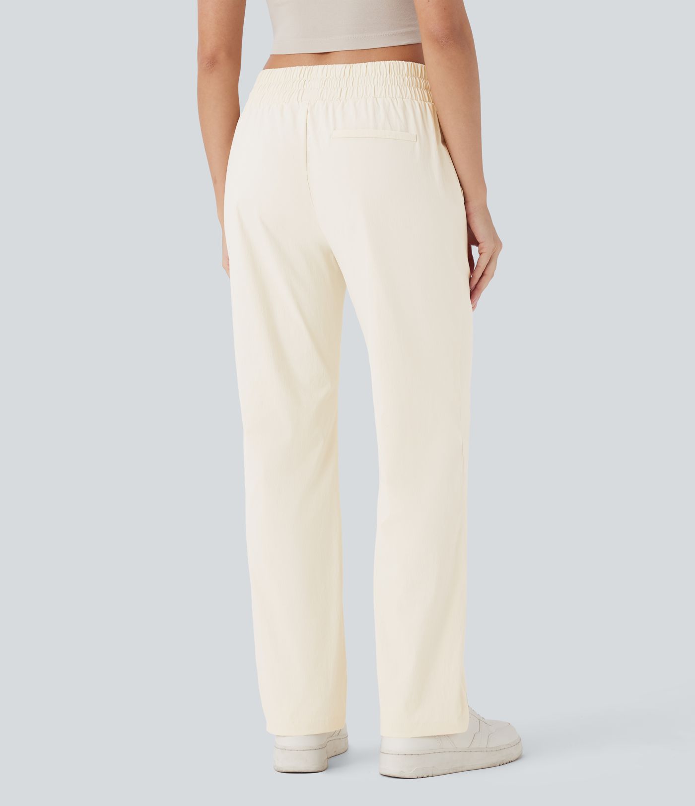 Wear-Resistant Mid Rise Pocket Straight Leg Casual Pants