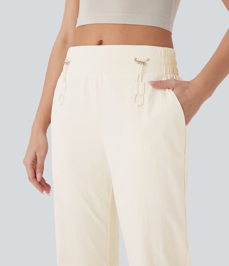 Wear-Resistant Mid Rise Pocket Straight Leg Casual Pants