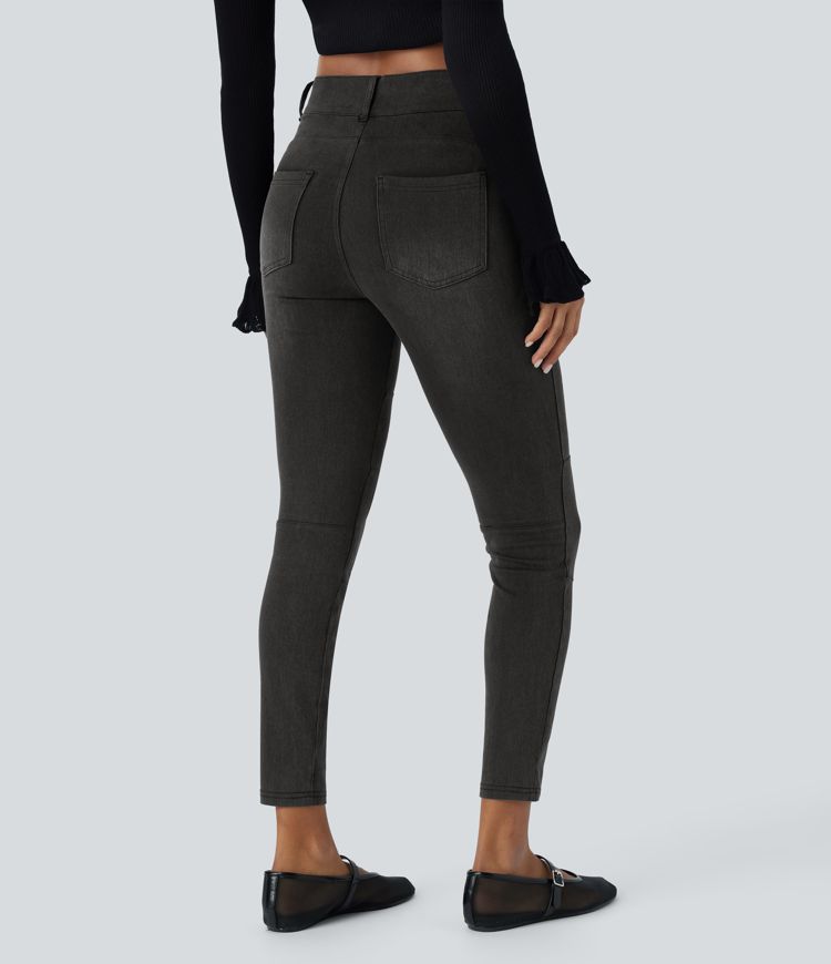 Halara Flex™ High Waist Multi Pocket 7/8 Stretch Knit Denim Casual Biker Leggings