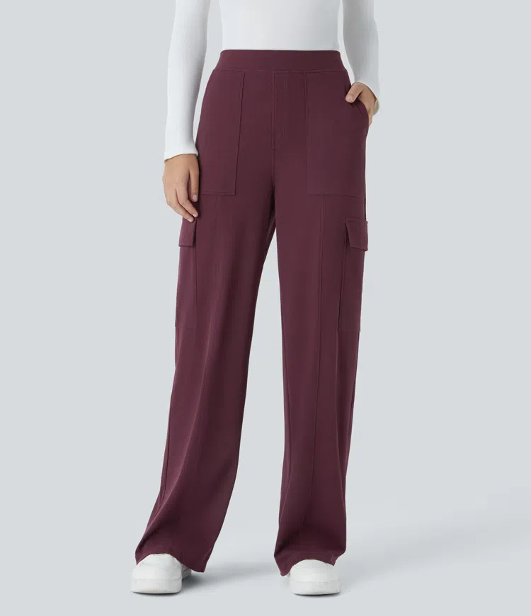 Halara Flex™ High-Waist Multipocket Waffle Workwear Straight Pants