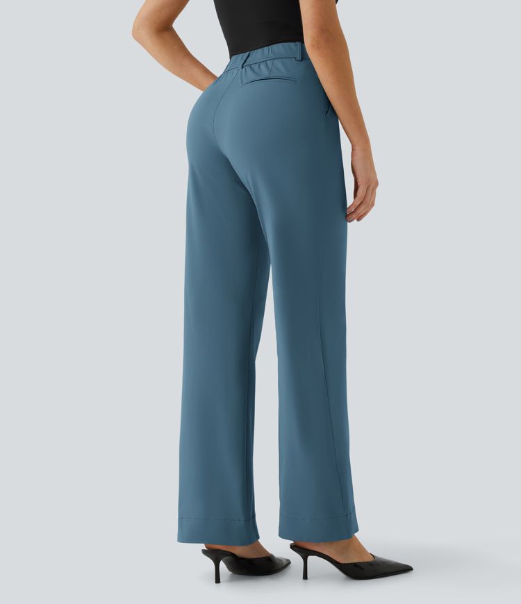 Mid Rise Side Pocket Straight Leg Work Pants