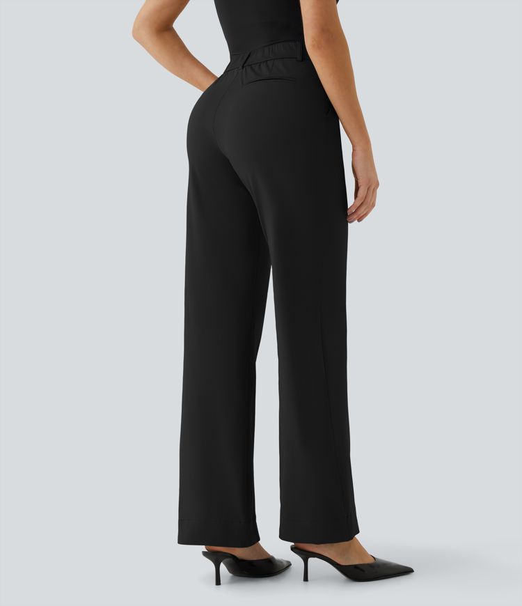 Mid Rise Side Pocket Straight Leg Work Pants