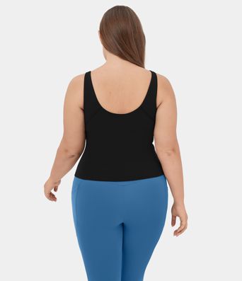 SoftlyZero™ Plush V Neck Plain Plus Size Yoga Tank Top