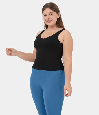 SoftlyZero™ Plush V Neck Plain Plus Size Yoga Tank Top
