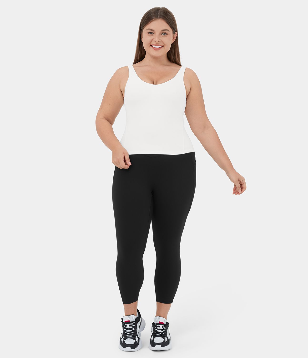 Softlyzero™ Plush Tank Top Camiseta sin mangas yoga talla plus liso sin espalda cuello en V