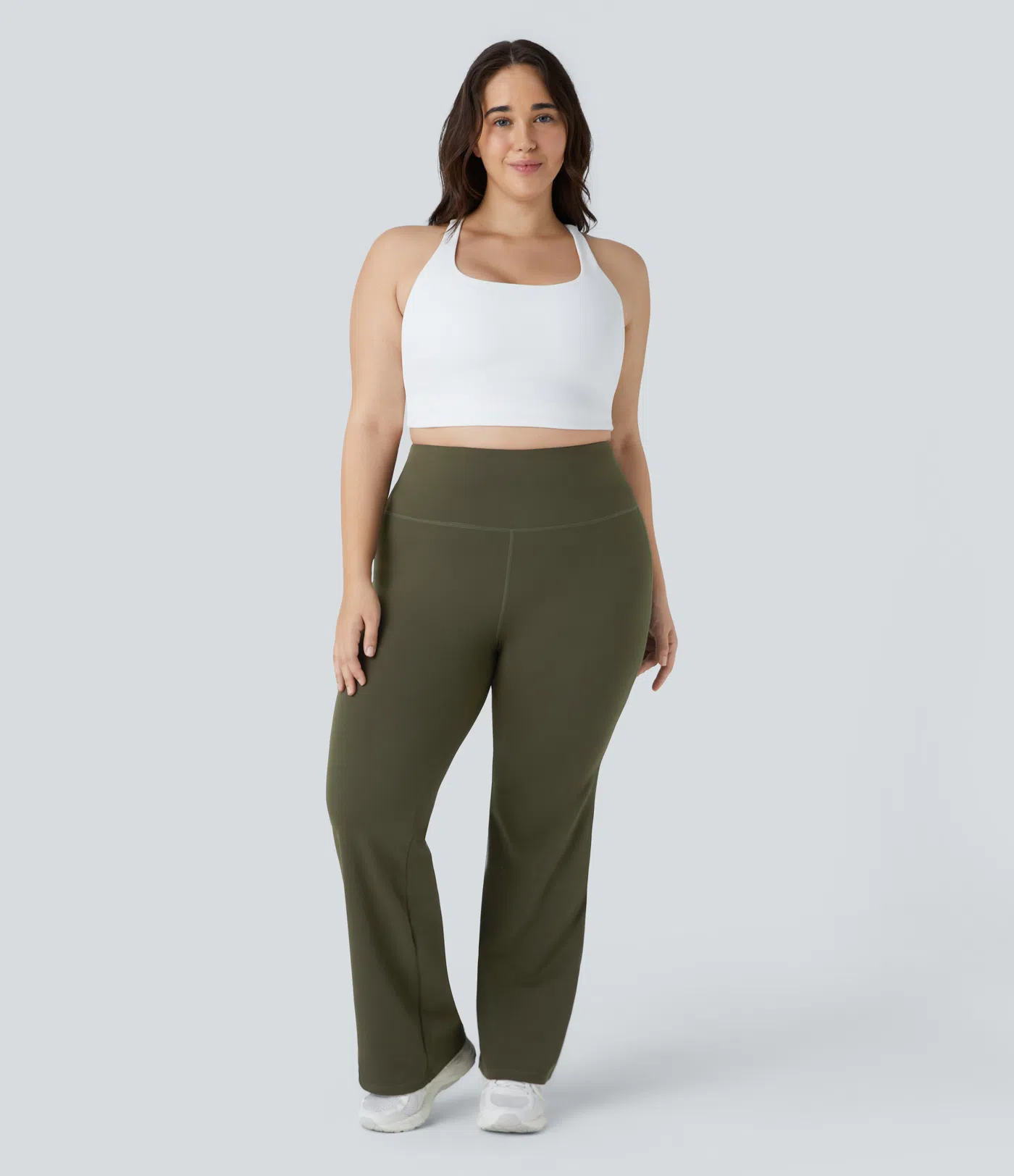 High Waisted Pocket Plain Plus Size Leggings