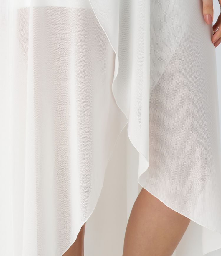 High Waisted High Low Ruffle 2-in-1 Pocket Flare Mesh Casual Regular Maxi Skirt