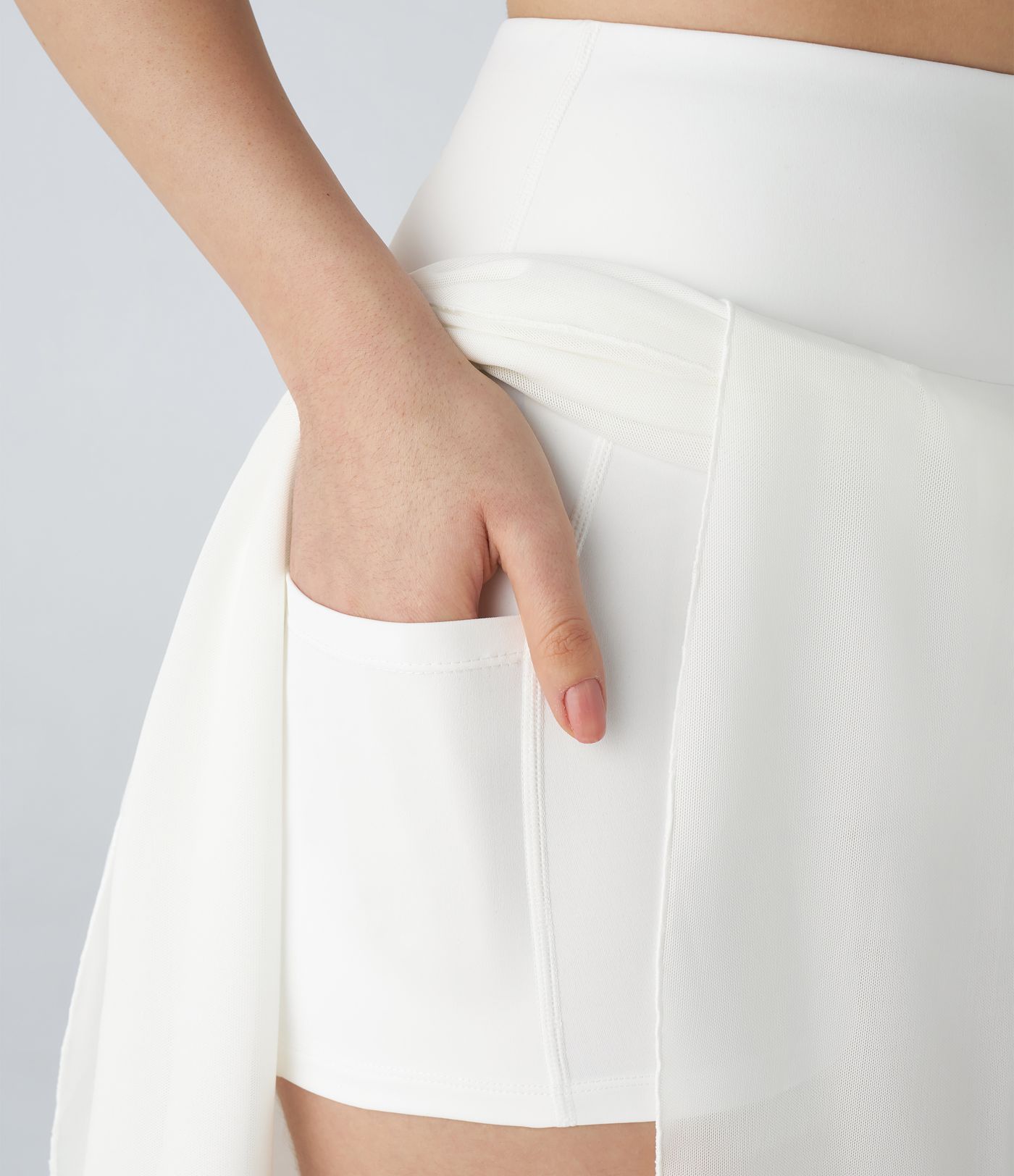 High Waisted High Low Ruffle 2-in-1 Pocket Flare Mesh Casual Regular Maxi Skirt